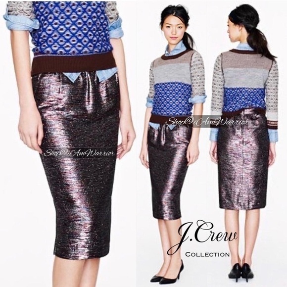 J. Crew Dresses & Skirts - J.Crew Collection multicolor metallic tinsel pencil skirt  *shop@iAmWarrior
